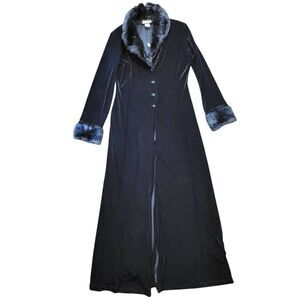 Vintage 90s Y2K Luly K Jacket Women's Medium Black Velvet Gothic Split Faux Fur